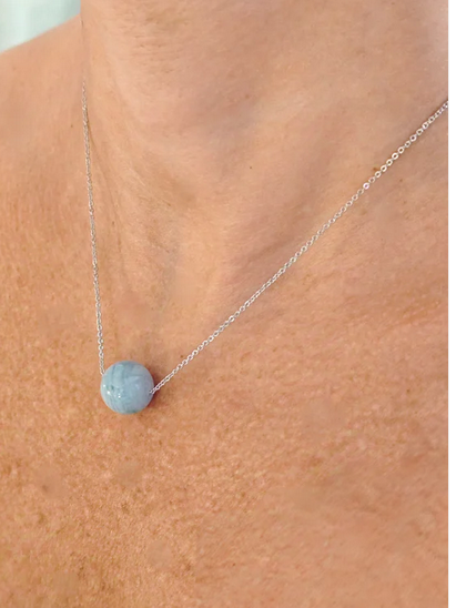 Collana Sfera Di Acquamarina in Argento 925