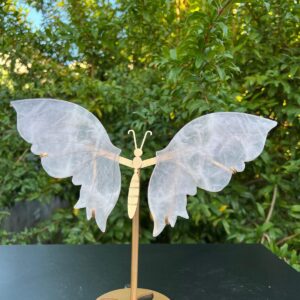 Farfalla con Piedistallo in Quarzo Rosa
