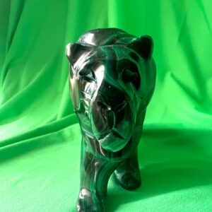 Tigre in Malachite gr 360 lunga cm 12 alta cm 7