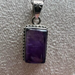 Ciondolo Ametista Argento 925 Rettangolare