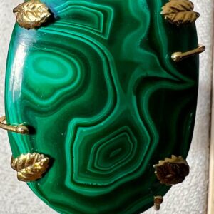 Anello In Malachite Argento 925 Placato Oro