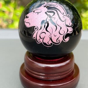 Sfera Ossidiana con adesivo Leone dm 5,7